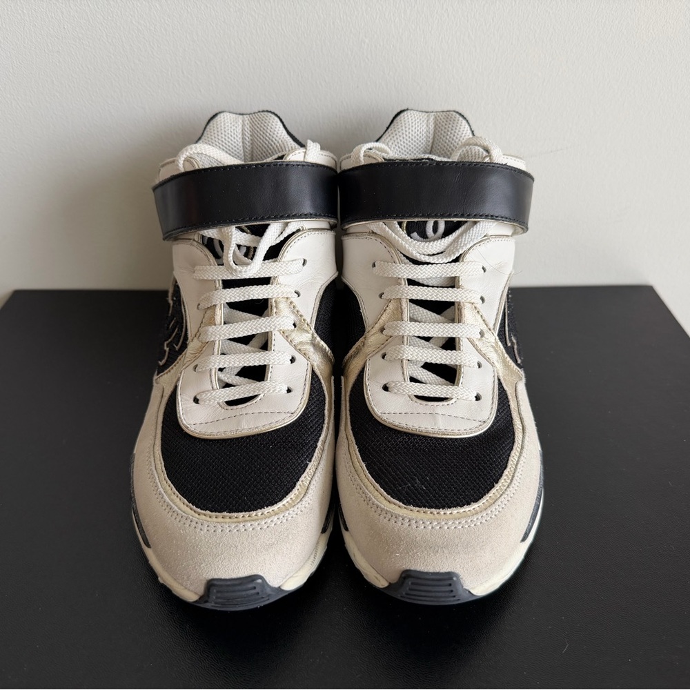 CHANEL Black and Cream Women's Sneakers - Authentic
